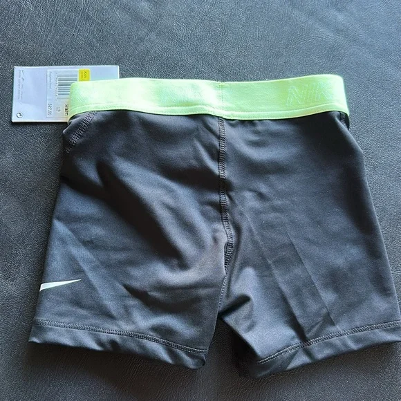 Nike - KIDS Black Shorts with Neon Green Waistband - NWT - Picture 2 of 3